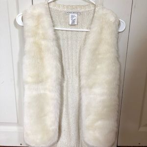 Max Studio White/ Cream Fur Vest